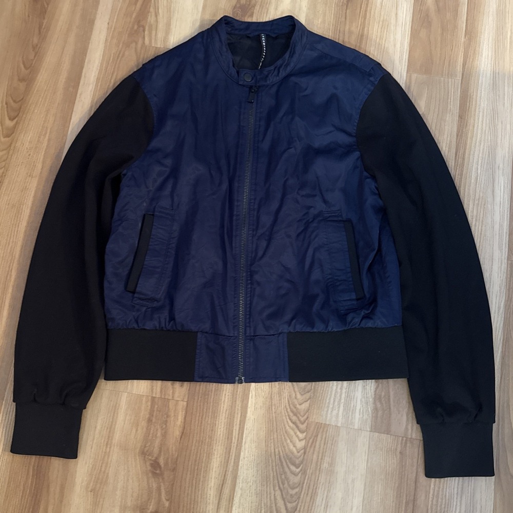 BLACKBARRETT by Neil Barrett Moto Bomber Jacket Navy/Black Contrast/Colorblock L